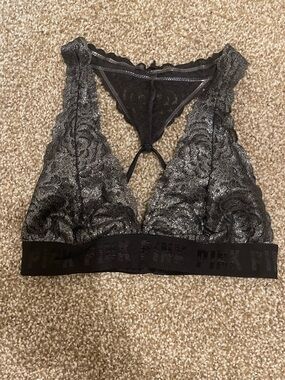 Victoria's Secret PINK Lace Bralette in Black with Silver Shimmer